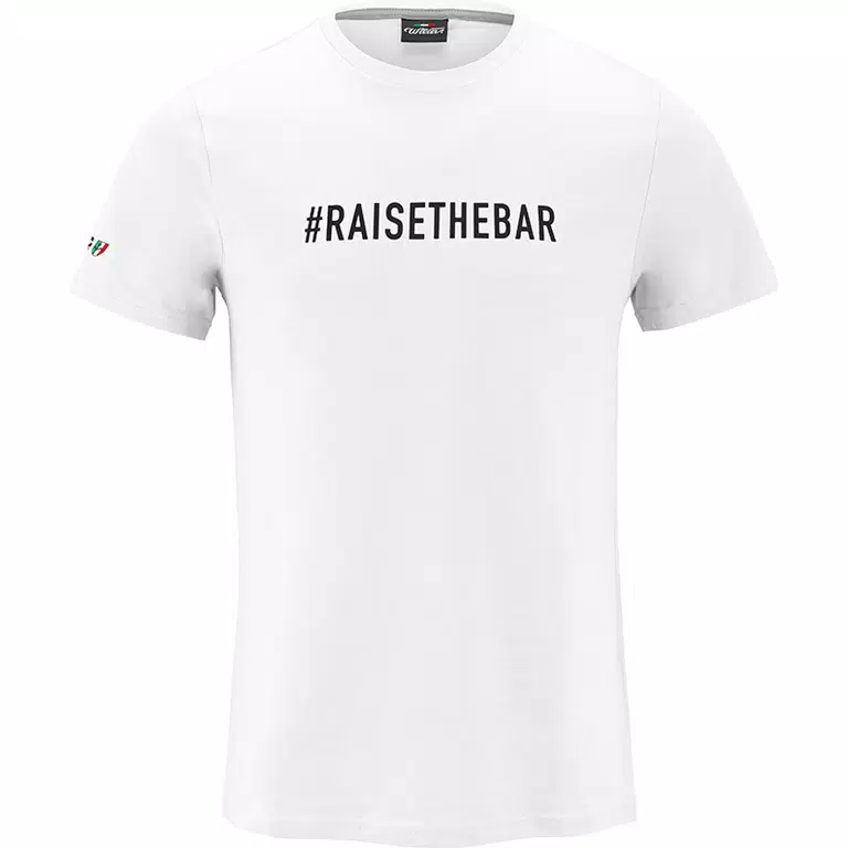 Camiseta #Raisethebar blanca